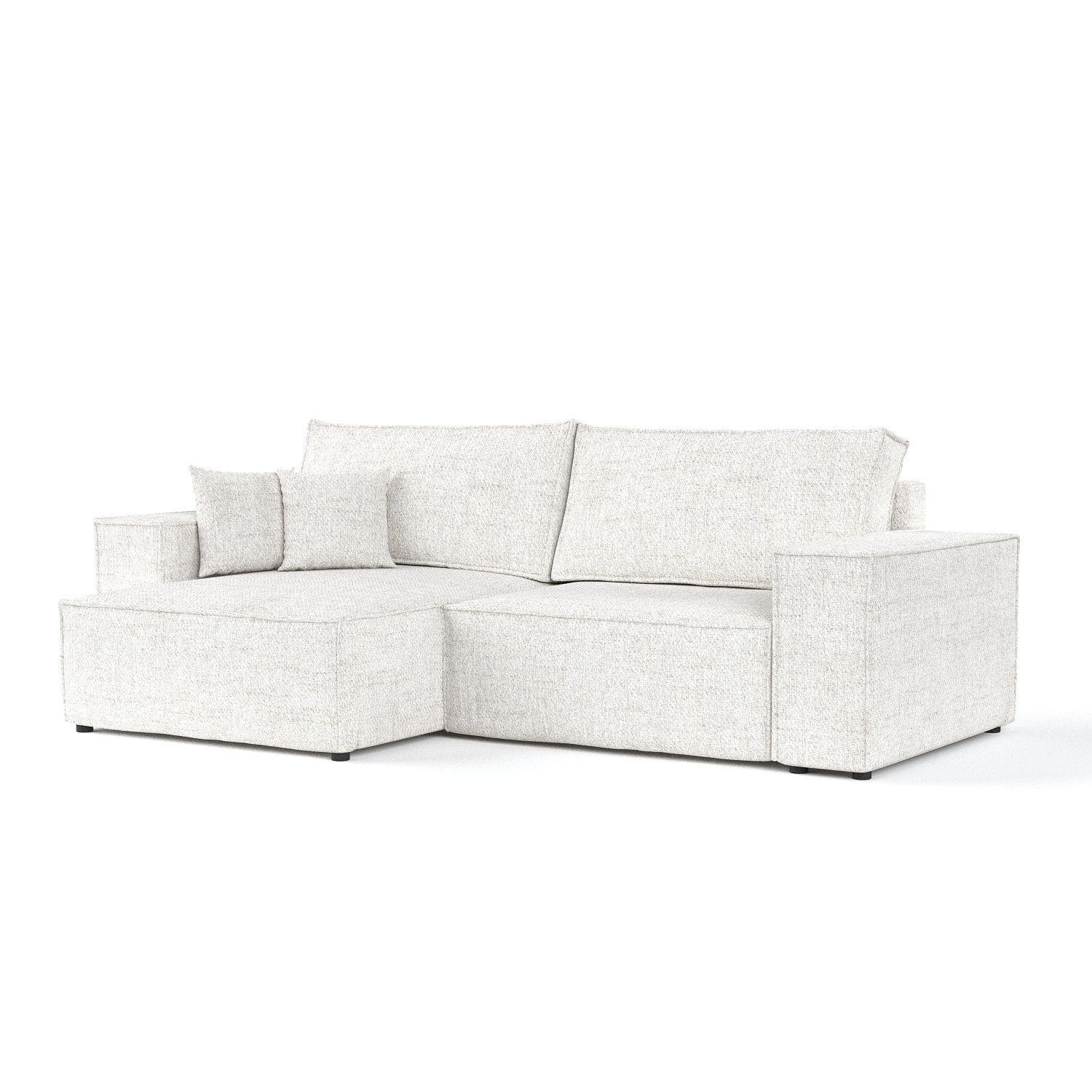 ECKSOFA CAVO mit Schlaffunktion Creme im Neve Stoff - Creme/Schwarz, Holz/Holzwerkstoff (255/148cm) - AltaBeds