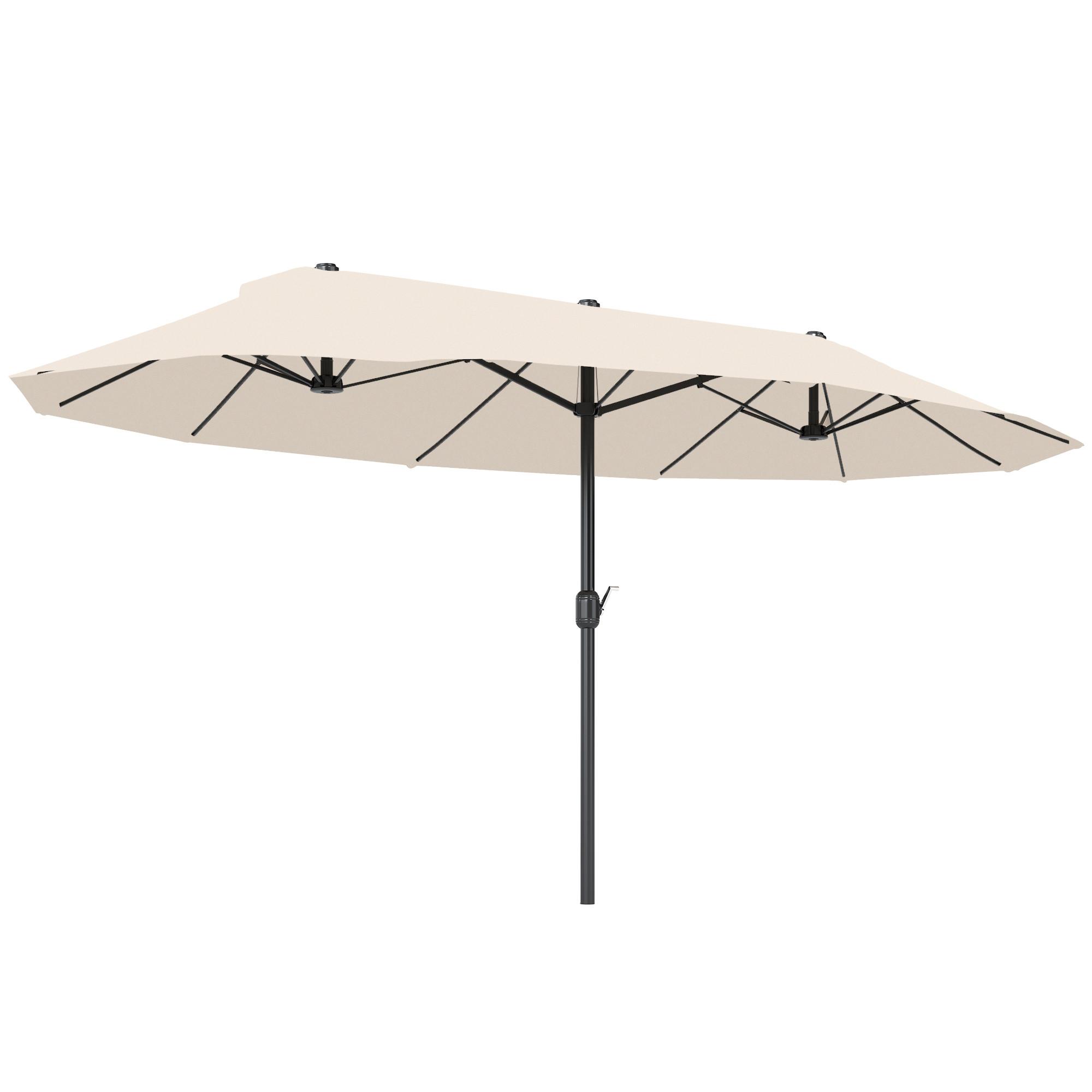 SONNENSCHIRM, Gartenschirm, Marktschirm, Doppelsonnenschirm, Beige, Oval - Beige, Metall (270/455cm) - Outsunny