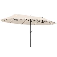 SONNENSCHIRM, Gartenschirm, Marktschirm, Doppelsonnenschirm, Beige, Oval - Beige, Metall (270/455cm) - Outsunny