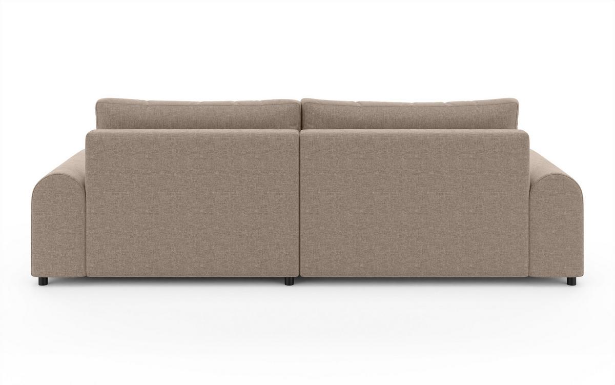 ECKSOFA mit Schlaffunktion, Bettkasten, extrabreite Ottomane links, abgerundete Armlehnen, B240/T145/H81 cm, Chenille Hellbraun / 21022 - Hellbraun/Schwarz, Kunststoff/Textil (240/145cm) - luma-home
