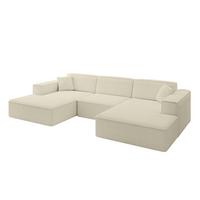 WOHNLANDSCHAFT IREA-U1-v4 - 301x165x77 cm Beige - Hellbraun/Creme, Holzwerkstoff/Textil (301/77/165cm) - ALTDECOR