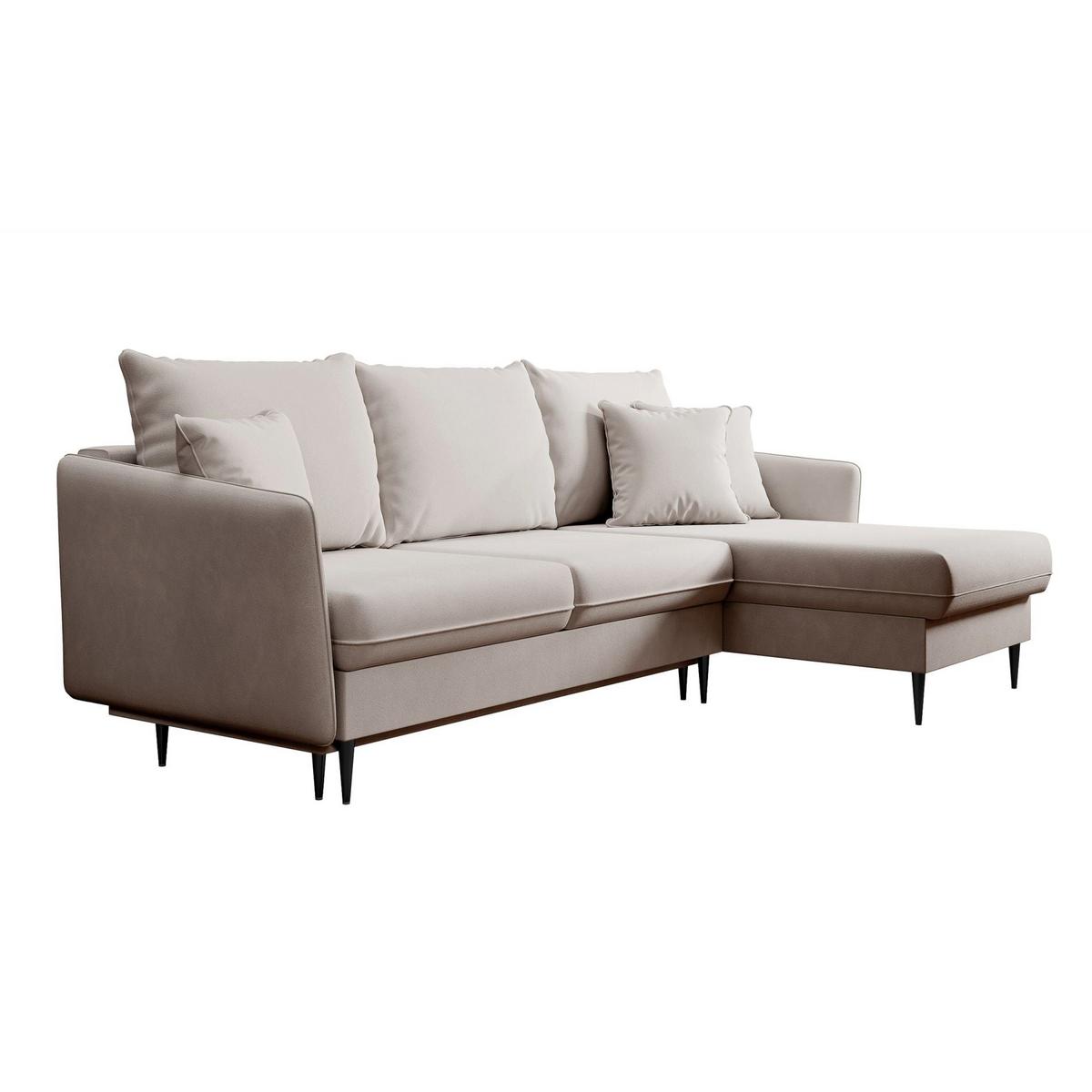 ECKSOFA Volio Beige Samt 223 cm - Beige/Schwarz, Textil/Metall (223/145cm) - Selsey