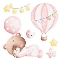 WANDAUFKLEBER 100x93cm - Teddybär-Luftballons und Sterne - Multicolor, Kunststoff (100/93/0.1cm) - Wallfluent