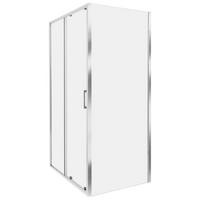 DUSCHKABINE 80/100/185 cm Silber Yoro - Transparent/Silberfarben, Glas (80/100/185cm) - Beliani