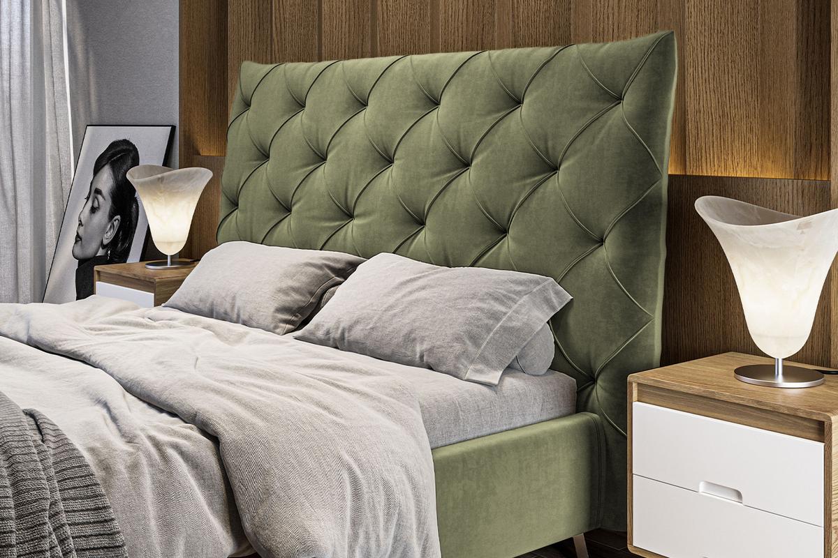 POLSTERBETT ANNY Grün Velvet - Olivgrün/Grün, Textil (160/200cm) - KAWOLA