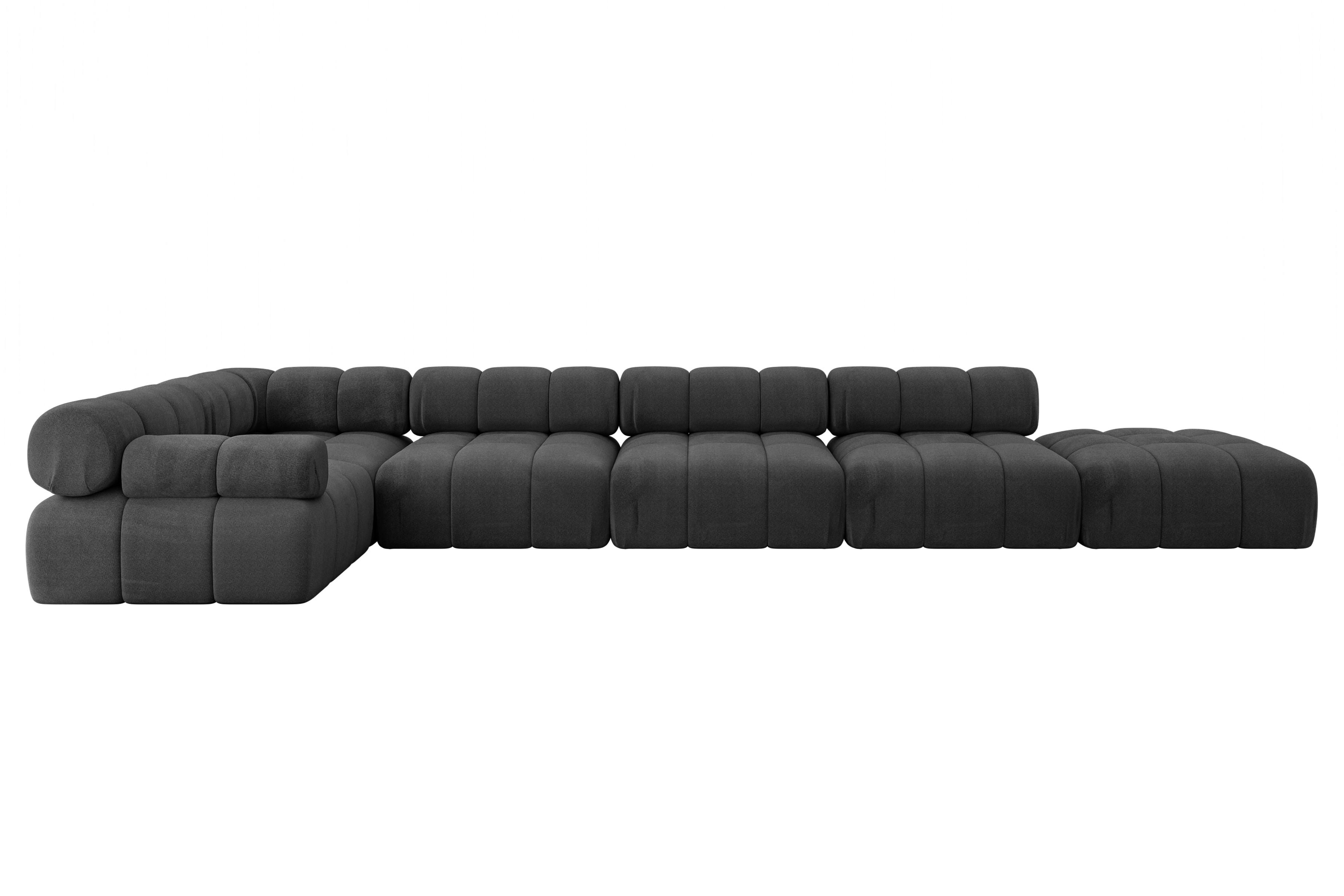 ECKSOFA modulares Sofa Felto-L3 - 475x190x70 cm Schwarz Velours - Schwarz, Holzwerkstoff/Textil (475/190cm) - ALTDECOR