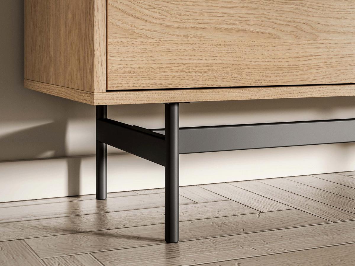 STANDREGAL HEGGERS Eiche Mavelie, 92 cm - Eichefarben/Schwarz, Holzwerkstoff/Metall (91.6/140/40cm) - Selsey