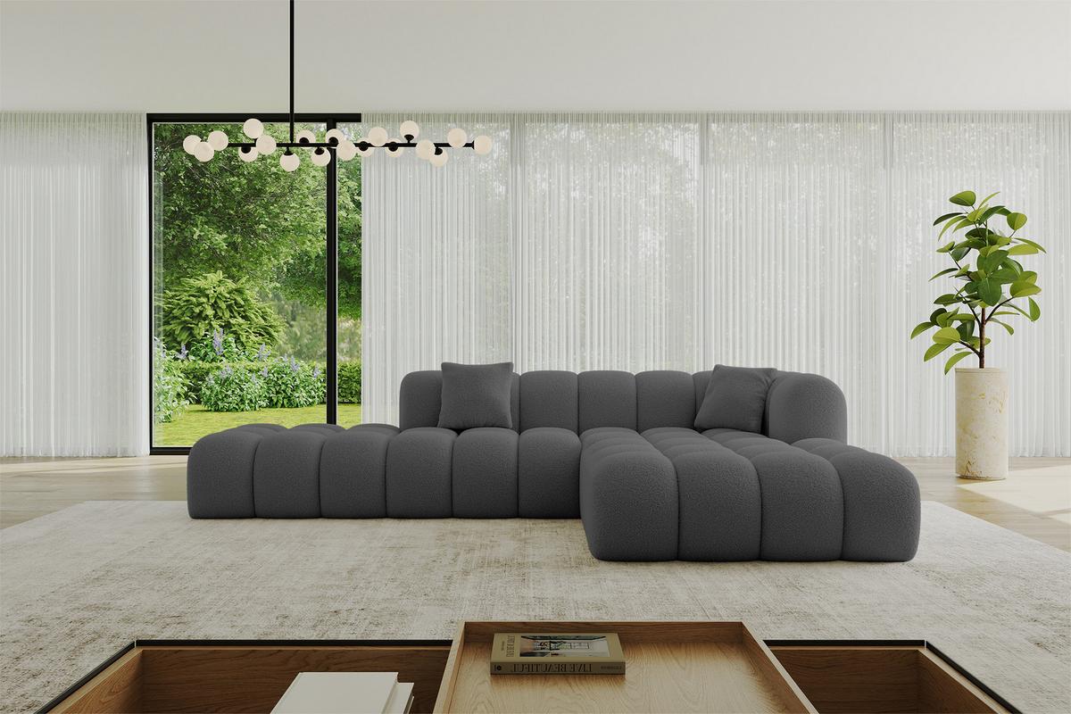ECKSOFA Ottomane Rechts OLEA-L2 - 289x176x71 cm Grau - Platinfarben/Schwarz, Holzwerkstoff/Kunststoff (289/176cm) - ALTDECOR
