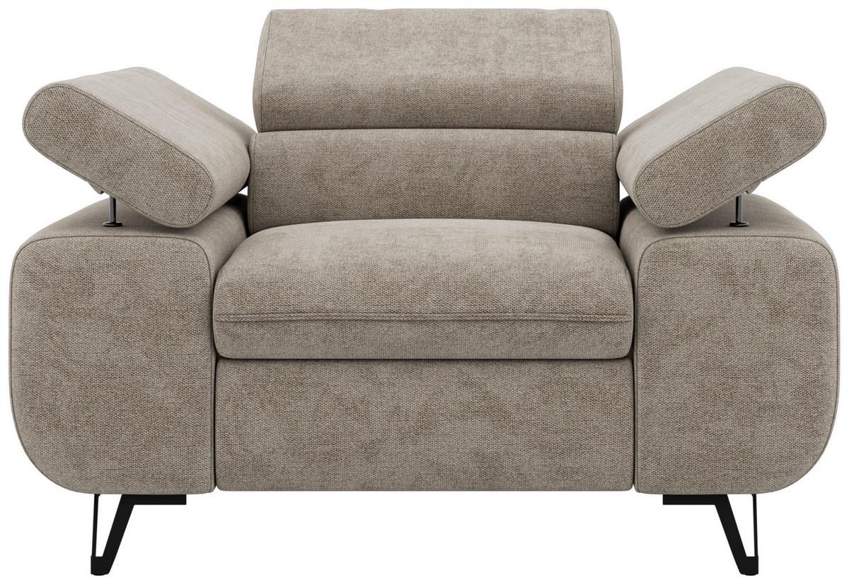 SESSEL PETER 1 - Greige Stukture - Greige/Schwarz, Textil/Metall (126/76/99cm) - MKS