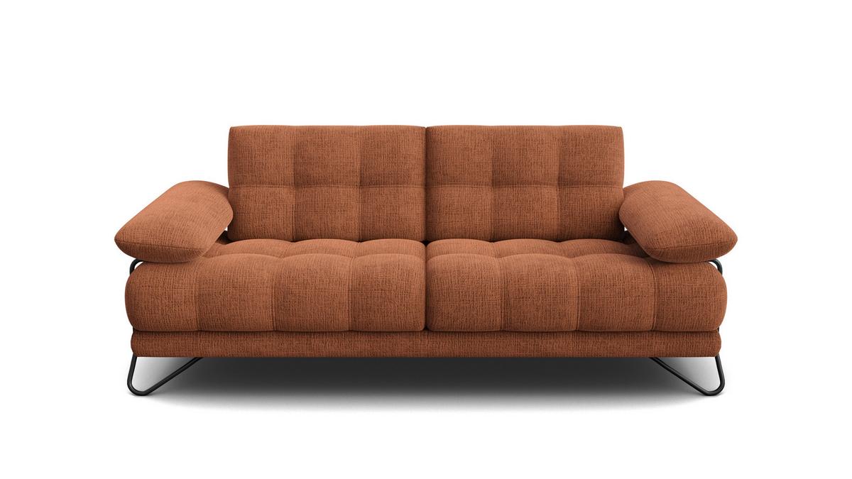 SOFA BUBBARA 2,5-Sitzer, rostrot - Schwarz/Orange, Holz/Textil (215/87/96cm) - Wozimo