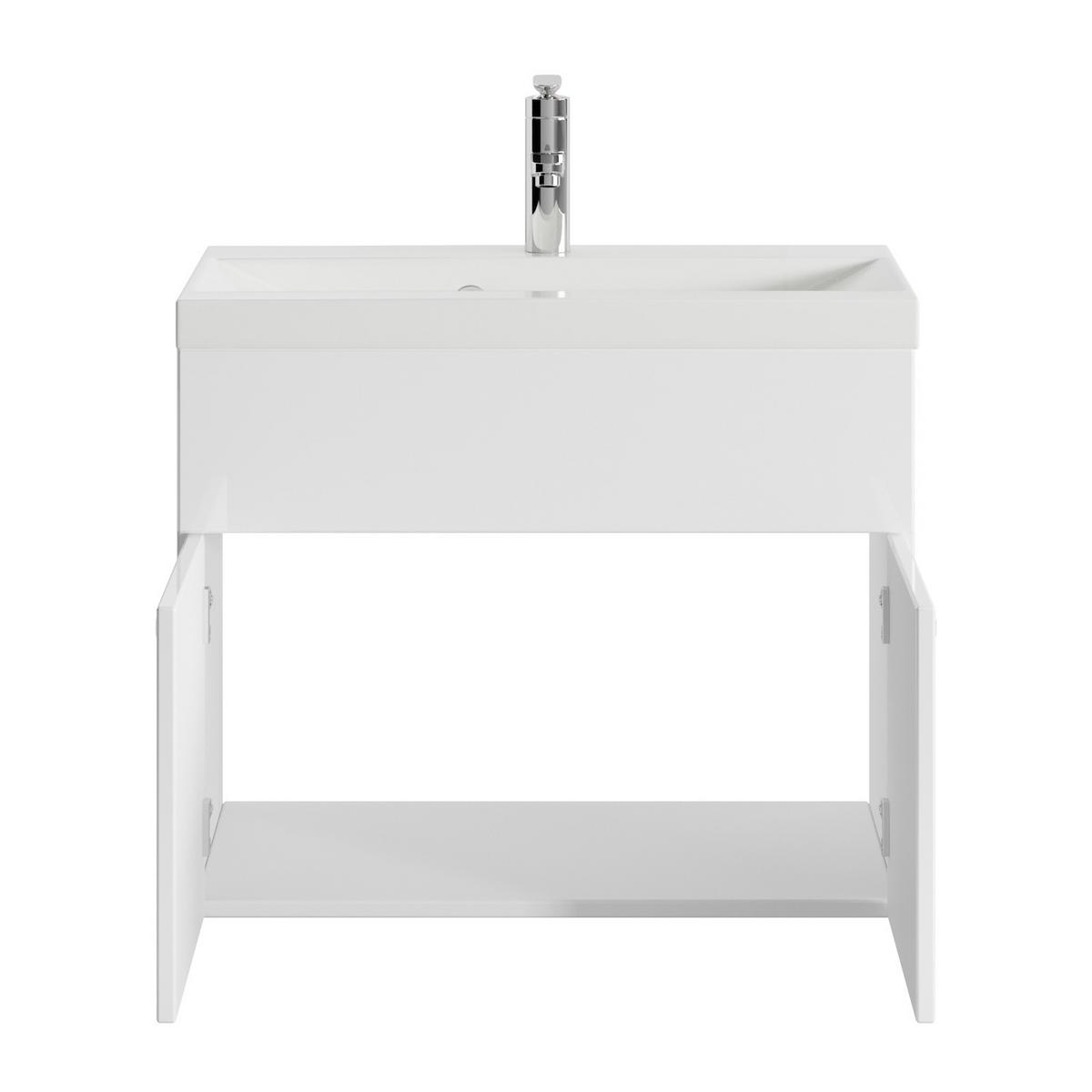 BADMÖBEL-SET Montreal 2 Teile Weiß Hochglanz - 60 x 35 x 51 cm - Weiß, Holz (60/51/35cm) - Badplaats