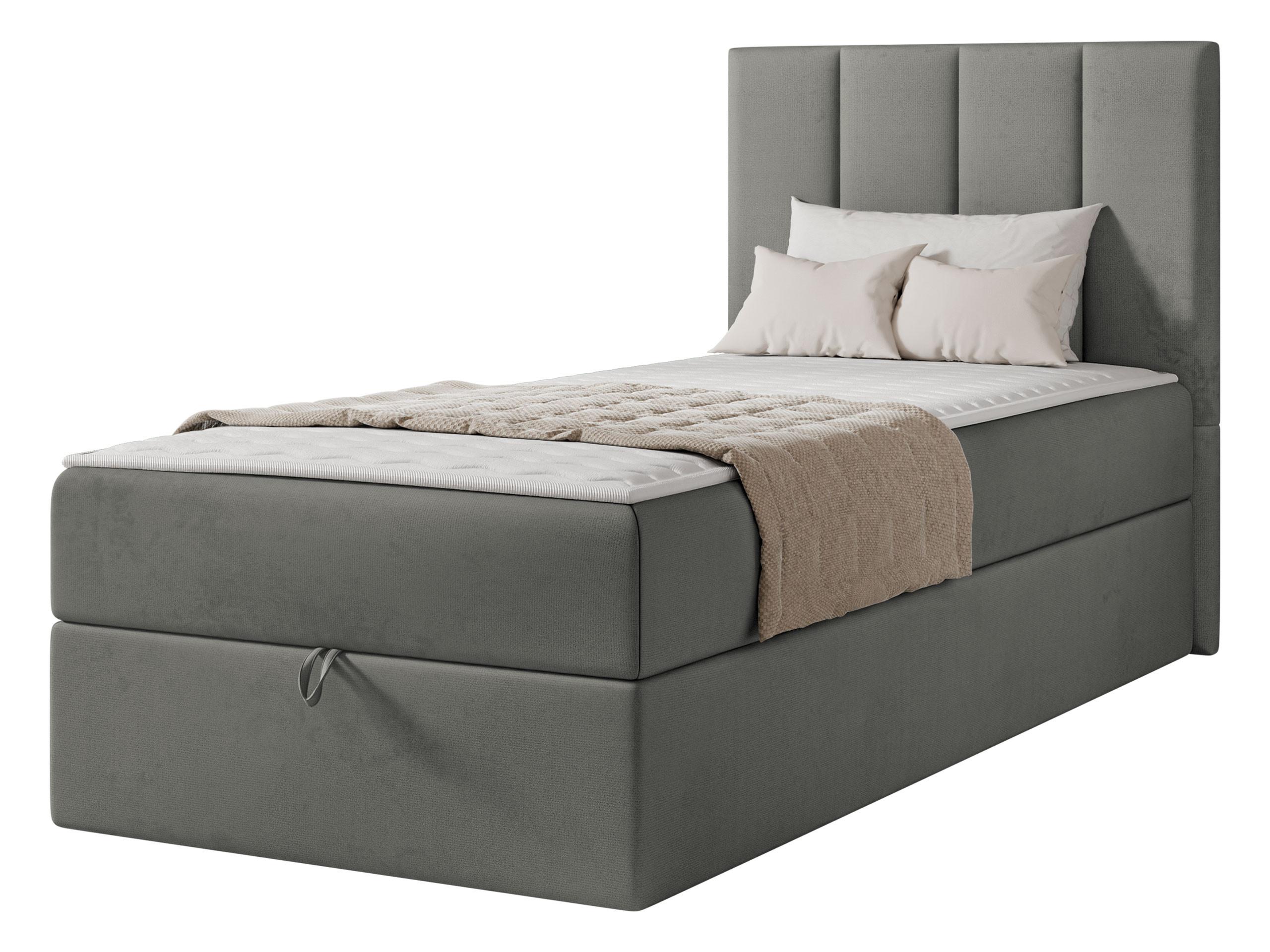 BOXBETT Rebos Single - H3 - Grau, Holz/Textil (90/200cm) - MIRJAN24