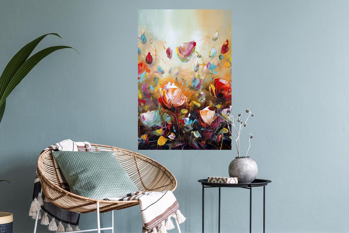 WANDTATTOO Blumen - Kunst - Natur - Ölgemälde Wandbild 40x60 cm - Multicolor, Kunststoff (40/60/0.1cm) - MuchoWow