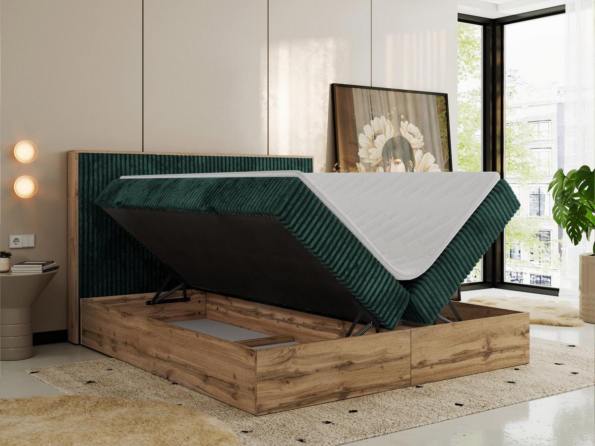 BOXBETT WOOD CLASSIC 140/200 - Dunkelgrün Cord - H4 - Dunkelgrün, Textil (140/200cm) - MKS