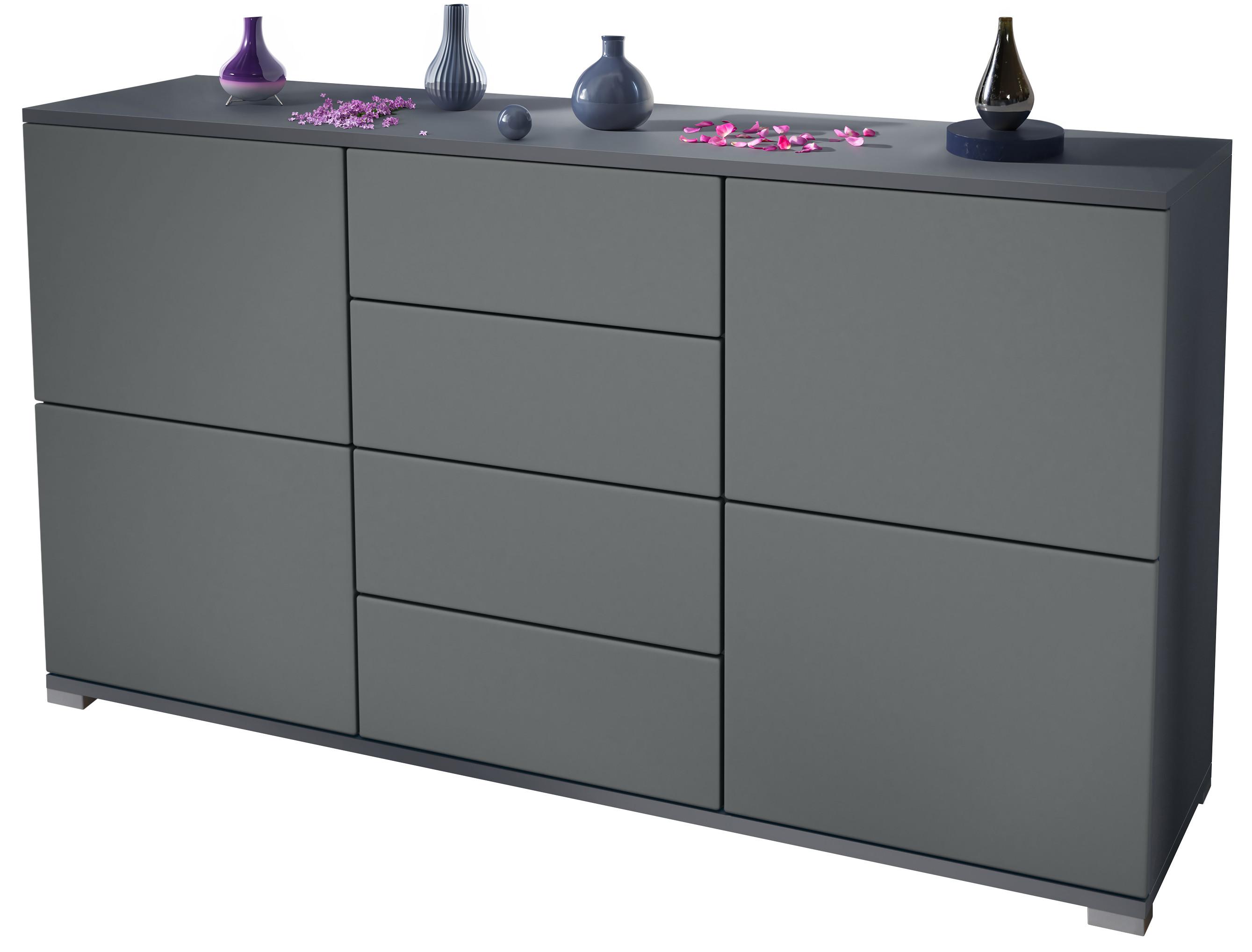 SIDEBOARD Rova Graphit Seidenmatt - Graphitfarben, Holzwerkstoff (138.5/75.5/35cm) - Vladon
