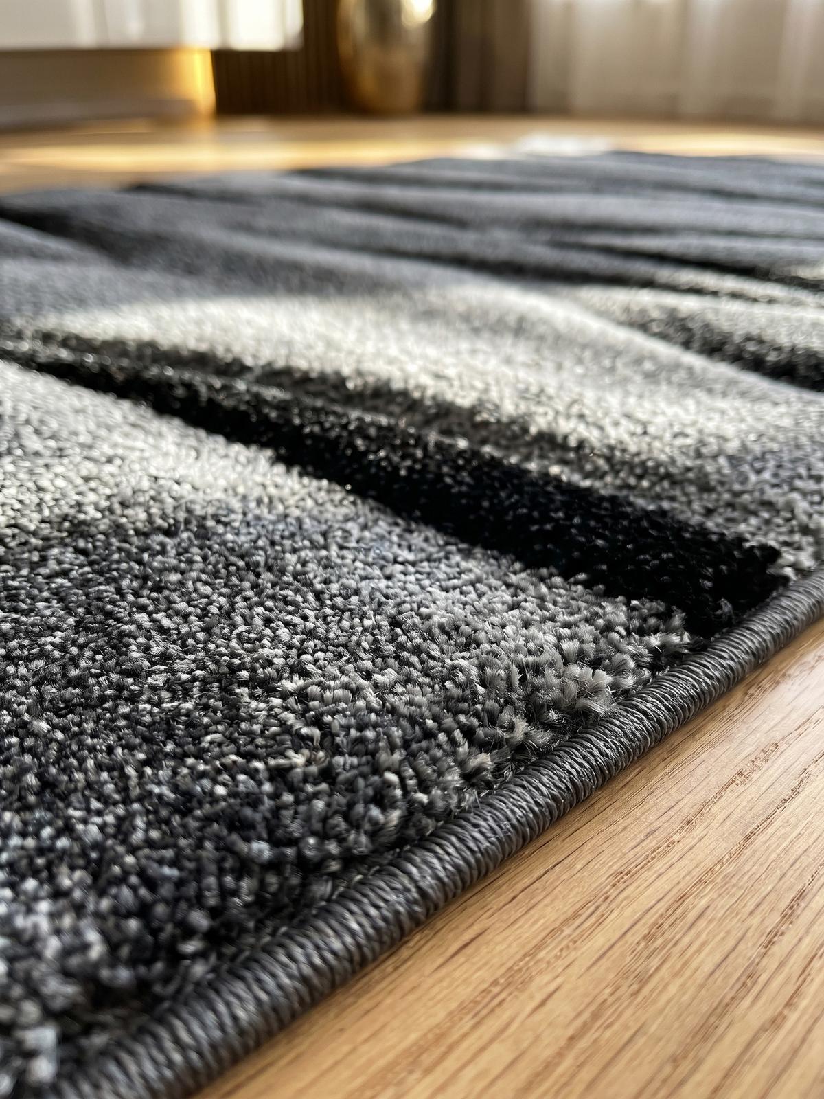 KURZFLORTEPPICH SOLDA, mit Farbverlauf, Schwarz, 80 x 150 cm - Schwarz, Textil (80/150cm) - KADIMA DESIGN