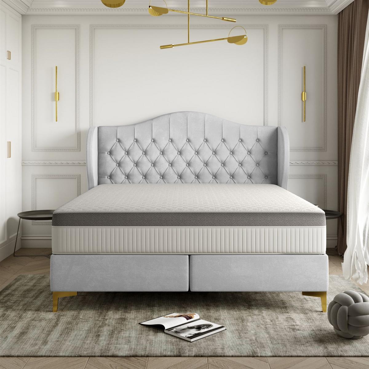 POLSTERBETT Pelagio In Whisper - Hellgrau, Holzwerkstoff/Textil (160/200cm) - Fun Möbel