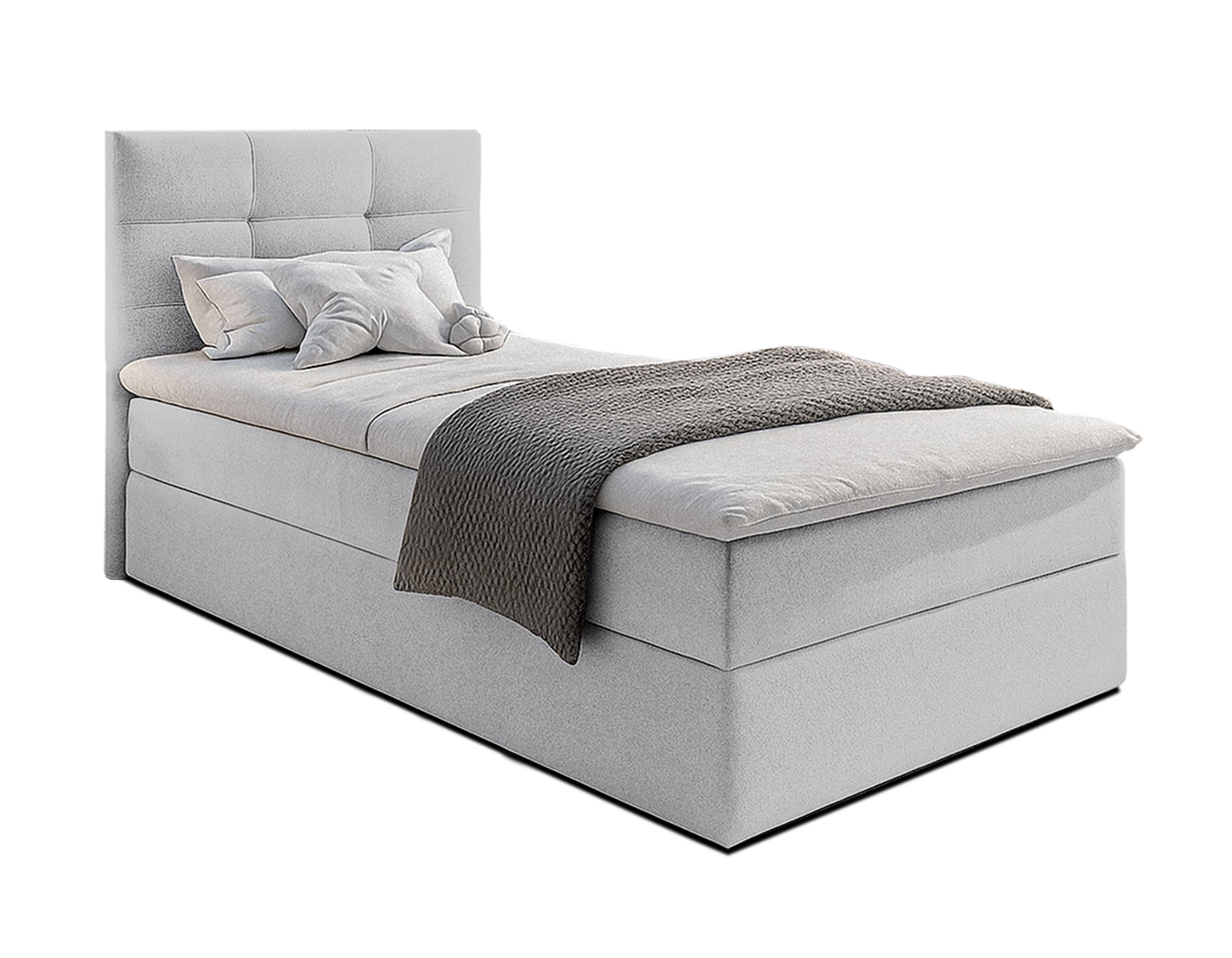 BOXBETT GECETENI 100x200 cm mit Bettkasten und Matratze - Grau + TOPPER - Schwarz/Grau, Holz/Holzwerkstoff (100/200cm) - AX Living