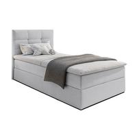 BOXBETT GECETENI 80x200 cm mit Bettkasten und Matratze - Grau + TOPPER - Schwarz/Grau, Holz/Holzwerkstoff (80/200cm) - AX Living