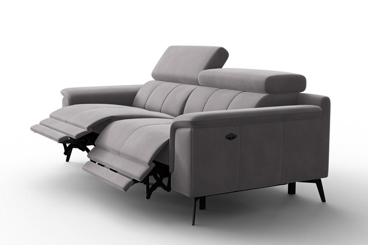 SOFA RELAX FIERO 3-Sitzer, Dunkelgrauer Veloursstoff - Dunkelgrau/Schwarz, Holz/Textil (212/82/103cm) - Courtois Laville