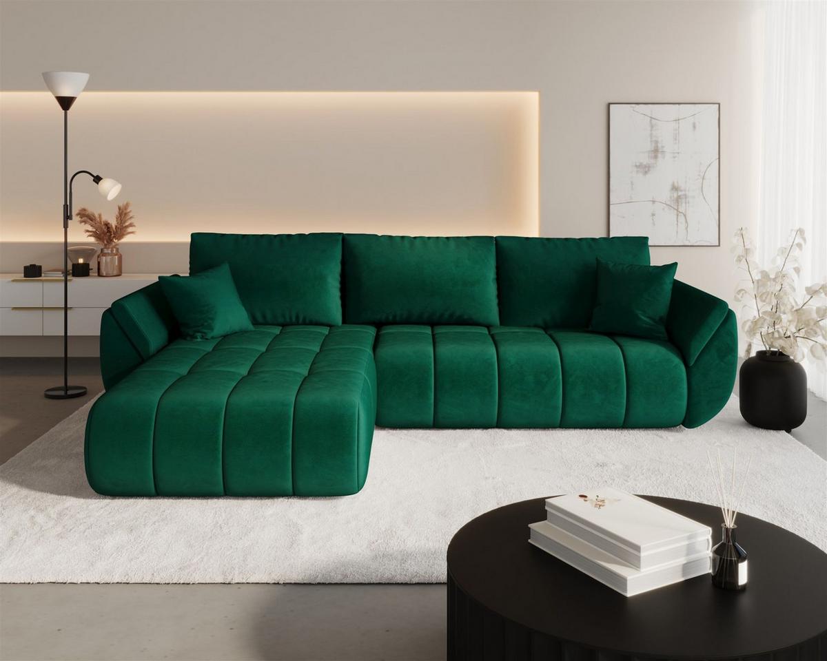 ECKSOFA Misato In Monolith - Grün, Holzwerkstoff/Textil (175/280cm) - Fun Möbel