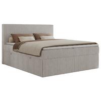 BOXSPRINGBETT TILIANO 160/200 - Hellgrau Cord - H4 - Hellgrau, Textil (160/200cm) - MKS