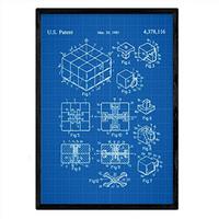 POSTER Rubiks Cube Patent A3 Rahmenlos - Blau, Papier (29.7/5/42cm) - Nacnic