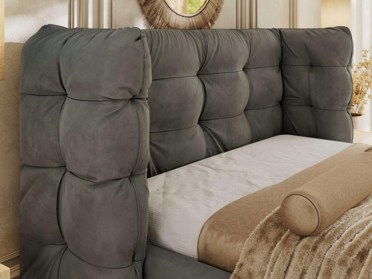 POLSTERBETT FLONELLE CLASSIC 140/200 - Dunkelgrau Velvet - Schaum-Matratze - Dunkelgrau, Textil (140/200cm) - MKS