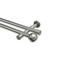 GARDINENSTANGE Prestige Luino 360 cm (geteilt in 2 x 180 cm), 2-läufig (ohne Ringe), 20 mm Ø Edelstahl-Optik - Edelstahlfarben, Metall (360cm) - INTERDECO