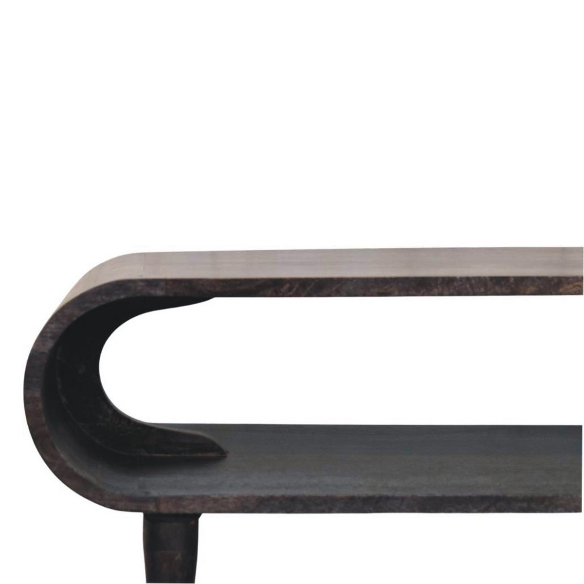 TV-MÖBEL Geschwungte Kante, Offenes Fach und Messing-Akzente, Schwarz - Schwarz, Holz (90/42/35cm) - Artisan Furniture