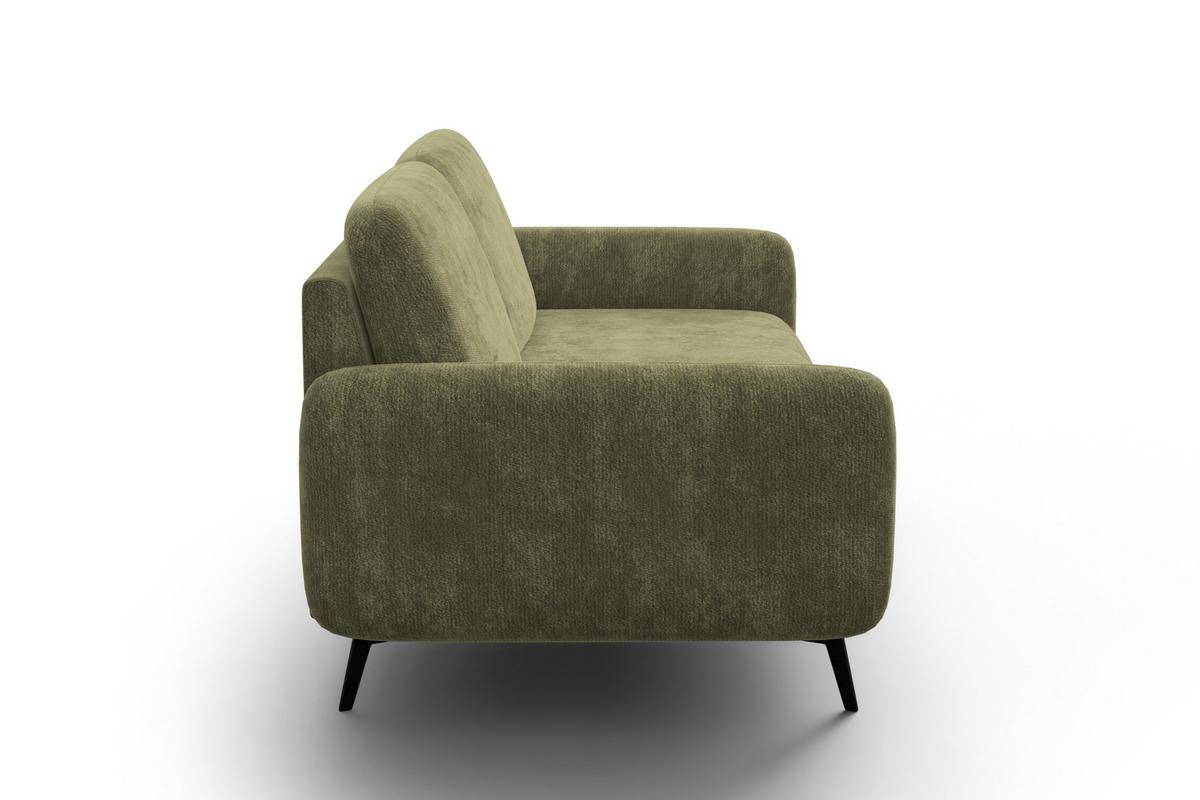 SOFA FEBE 3-Sitzer, olivgrüner Chenille-Stoff - Schwarz/Olivgrün, Holz/Textil (190/82/96cm) - Wozimo