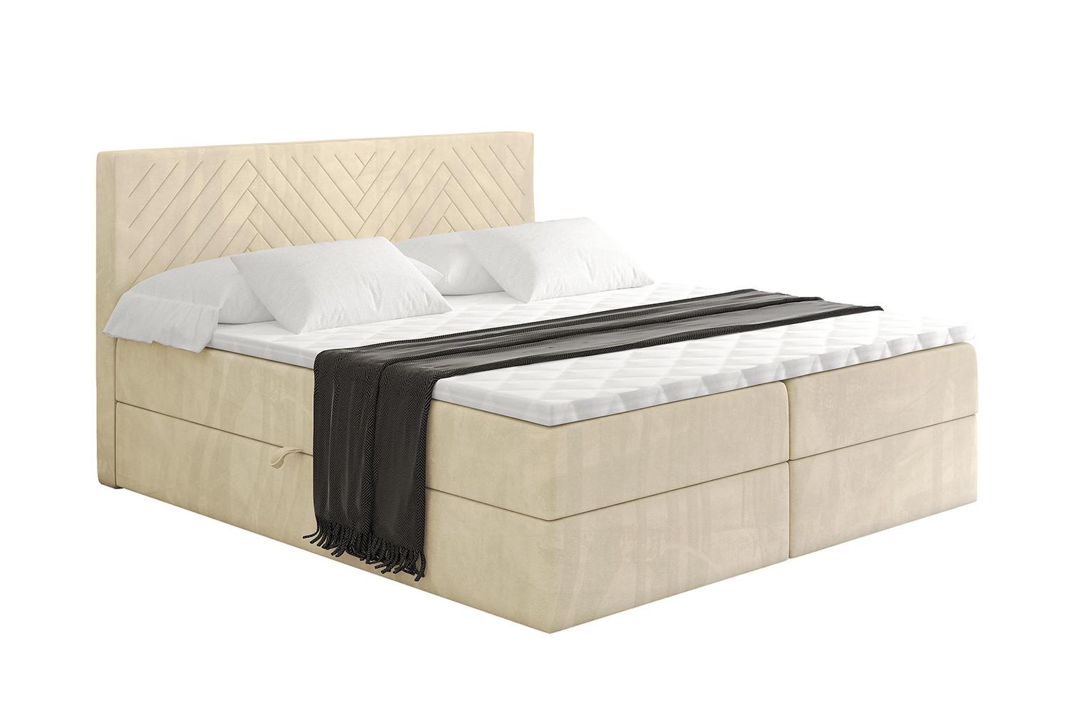 BOXBETT mit Matratze H4 und Lattenrost - VEXA - 160x200 - Beige Monolith - Beige, Holzwerkstoff/Kunststoff (160/200cm) - ALTDECOR