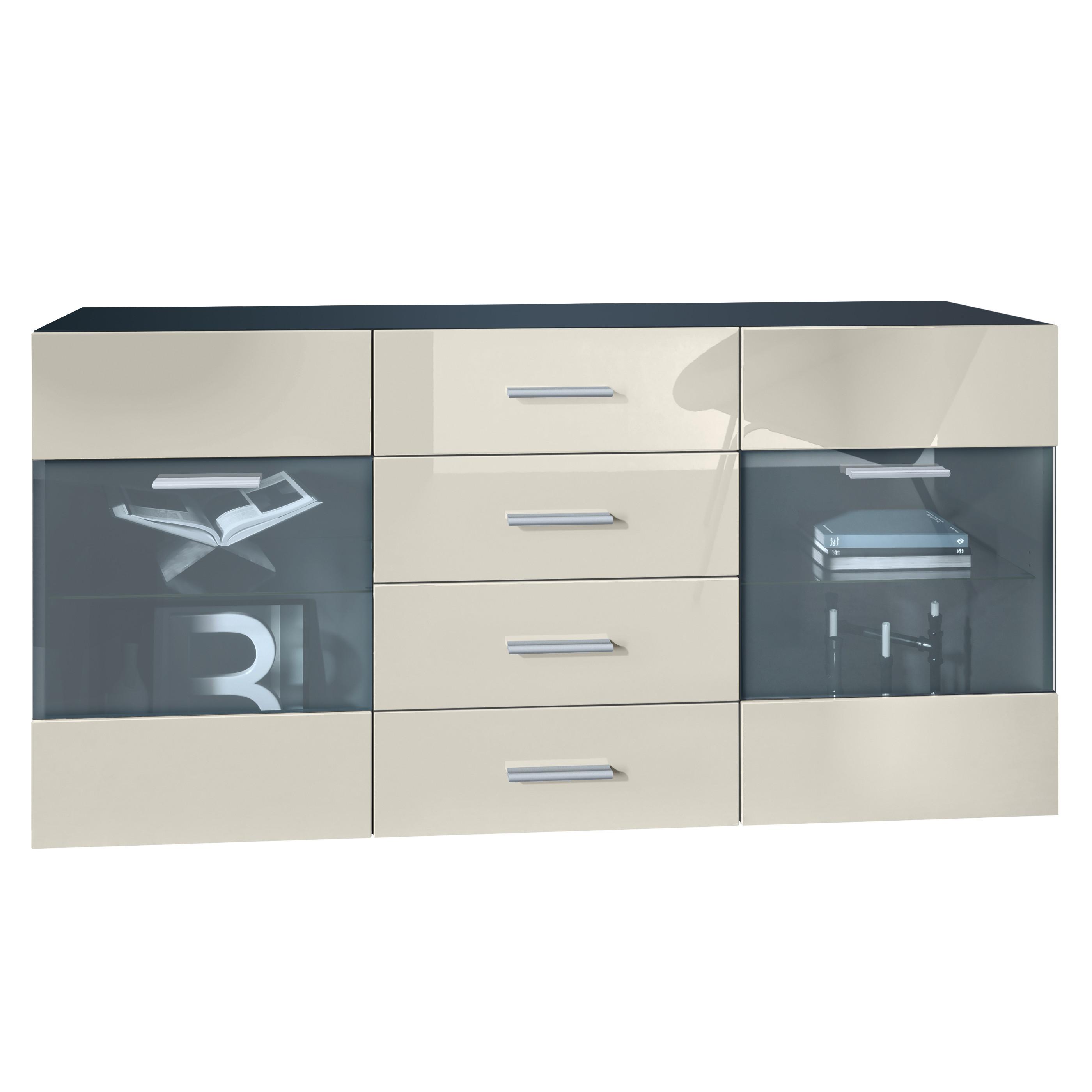 SIDEBOARD Carlos Creme Hochglanz - Creme, Holzwerkstoff (139/72/35cm) - Vladon