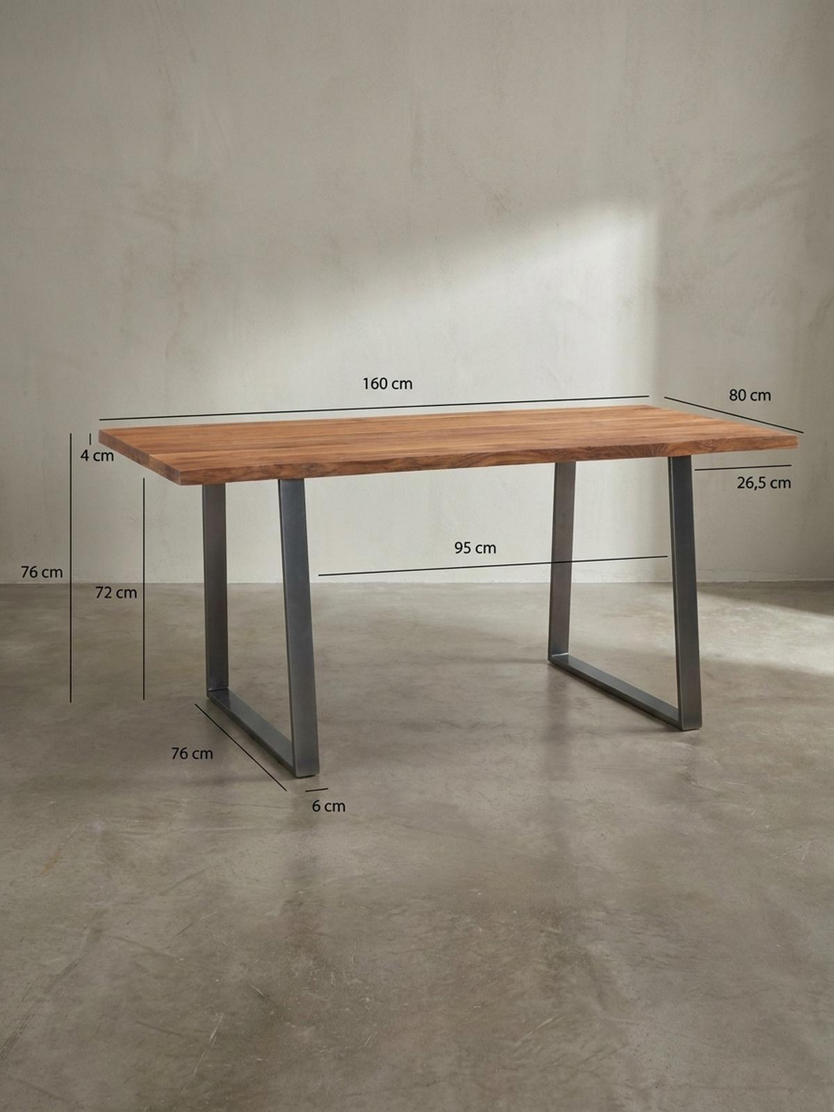 SCHREIBTISCH Massivholz Baumkante Chromgestell Handarbeit TARN, Goldbraun-Chrom 160x80x76 cm - Chromfarben/Braun, Holz/Metall (80/160/76cm) - KADIMA DESIGN
