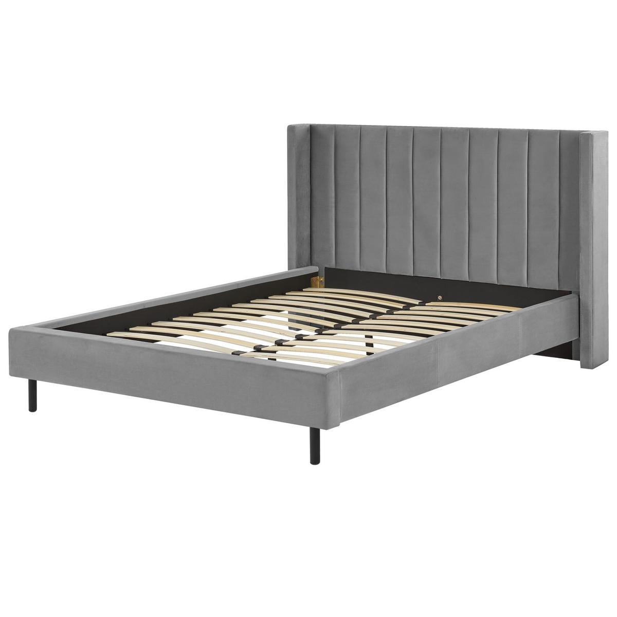 BETT mit Lattenrost 160x200 cm Grau Villette - Grau, Textil (160/200cm) - Beliani