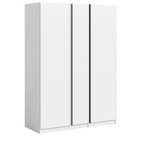 KLEIDERSCHRANK weiß 3-türig 130 x 183 cm, Drehtürenschrank inklusive Einlegeböden - Schwarz/Weiß, Holzwerkstoff/Kunststoff (130/183/53cm) - Inn.Furn