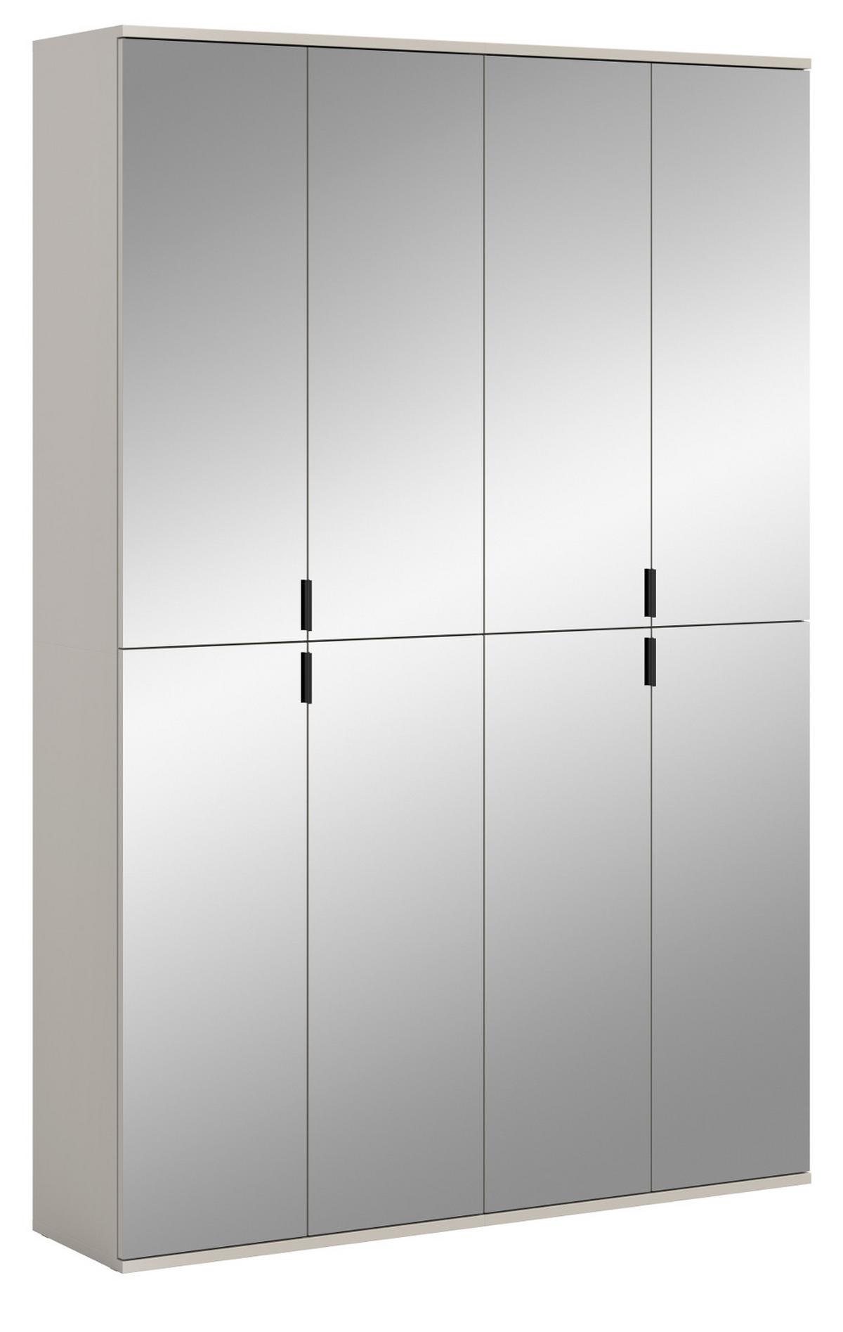 GARDEROBENSCHRANK Kaschmir 122 x 193 cm, Flurschrank mit Spiegel - Kaschmir/Schwarz, Glas/Holzwerkstoff (122/193/34cm) - Inn.Furn