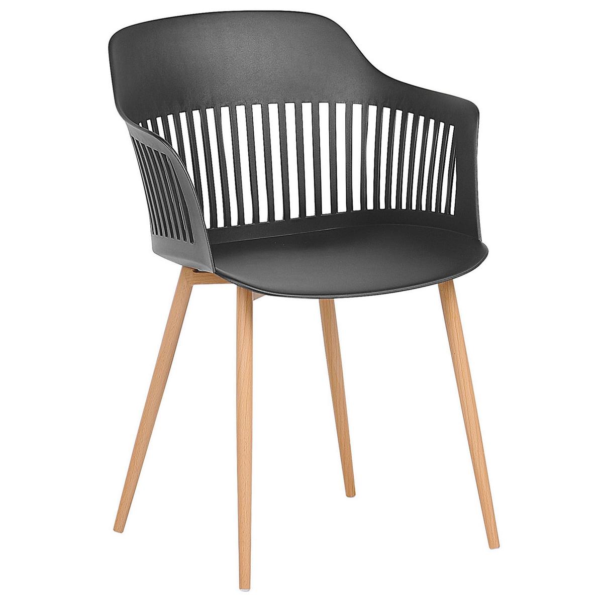 ESSZIMMERSTUHL 2er-Set Kunststoff Schwarz Bereca - Schwarz, Kunststoff/Metall (57/81/54cm) - Beliani