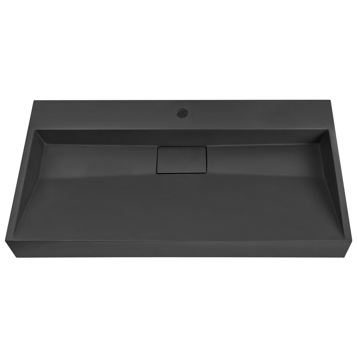 HÄNGEWASCHBECKEN Schwarz 90/46 cm Mineralguss Quenko - Schwarz, Naturmaterialen (90/12/46cm) - Beliani