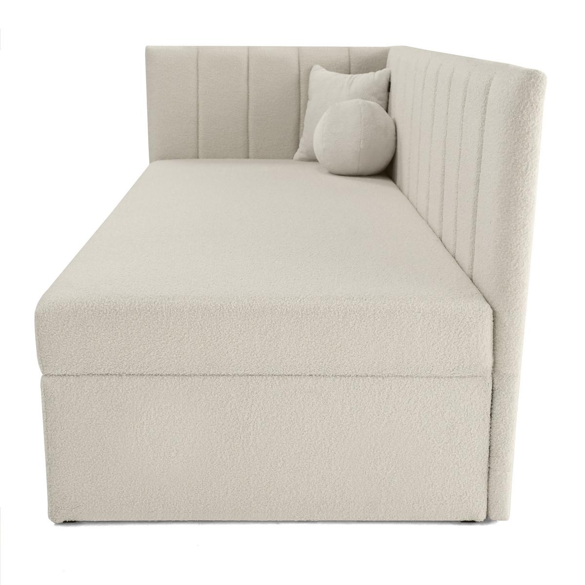 SCHLAFSOFA Rafi, Eckbett mit Bettkasten, 90x200 cm, Beige - Beige, Textil (209/94/102cm) - Beautysofa