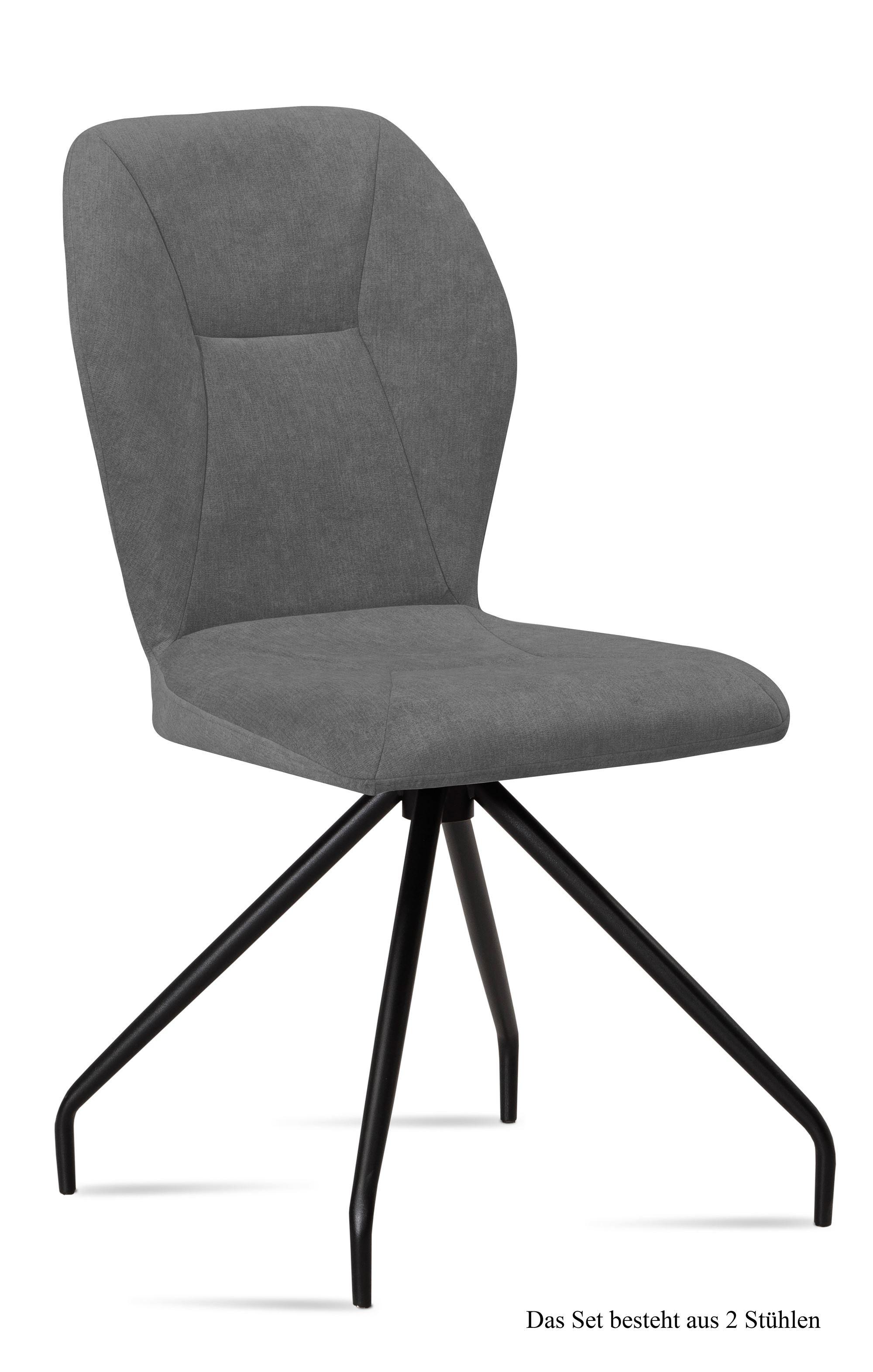 ESSZIMMERSTUHL (2er-Set) Dinnie 51x92x60 Schwarz/Grau - Schwarz/Grau, Kunststoff (60/92/51cm) - 58aufmkessel