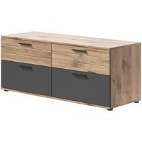 TV-UNTERTEIL Eiche, grau 130 cm, Lowboard mit Soft-Close, Wohn- und Esszimmermöbel - Eichefarben/Schwarz, Holzwerkstoff/Kunststoff (130/53/47cm) - Inn.Furn