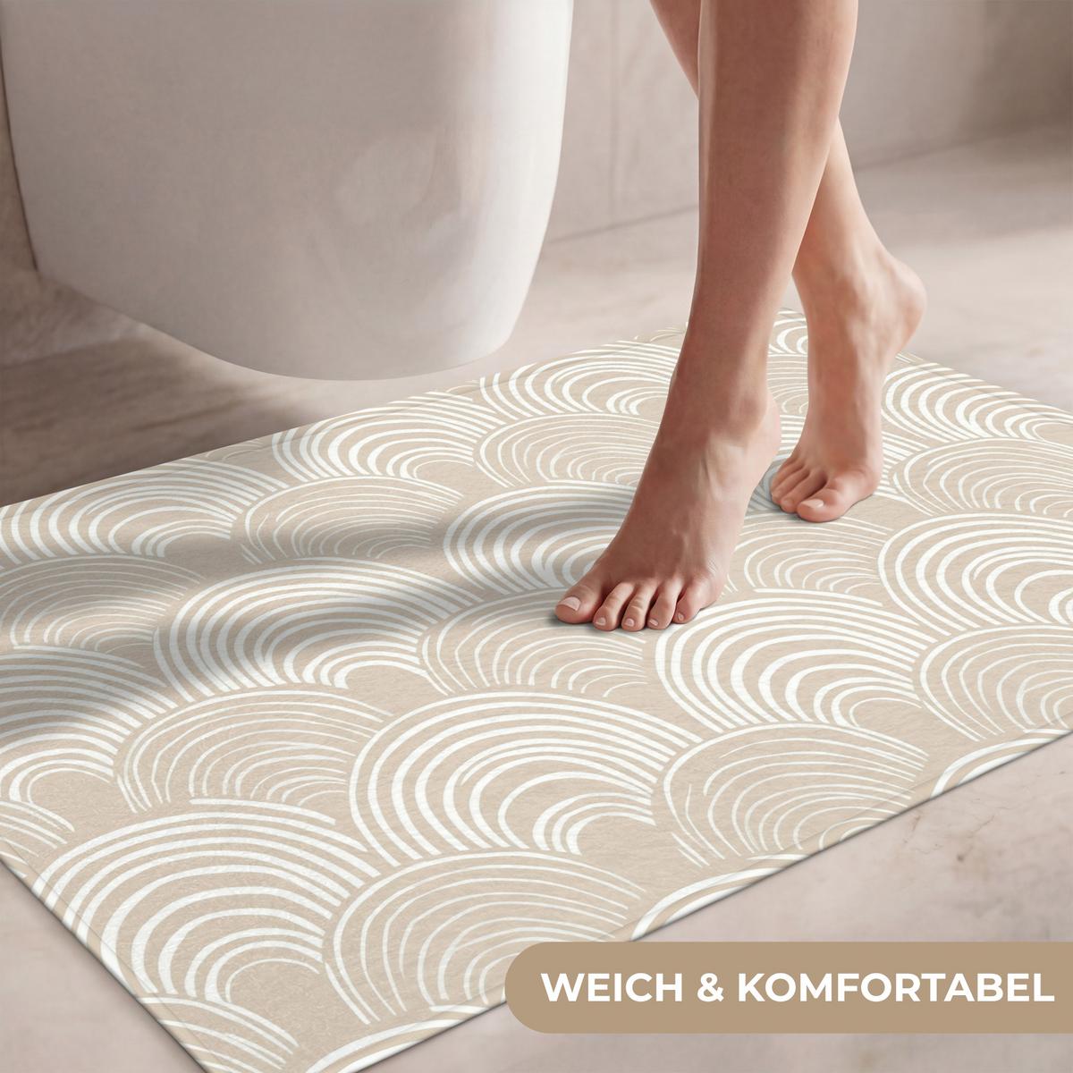 WC-VORLEGER Wellen - Textur - Beige Toilettenteppich 90x60 cm - Kaschmir, Textil (90/1cm) - OnlyWow