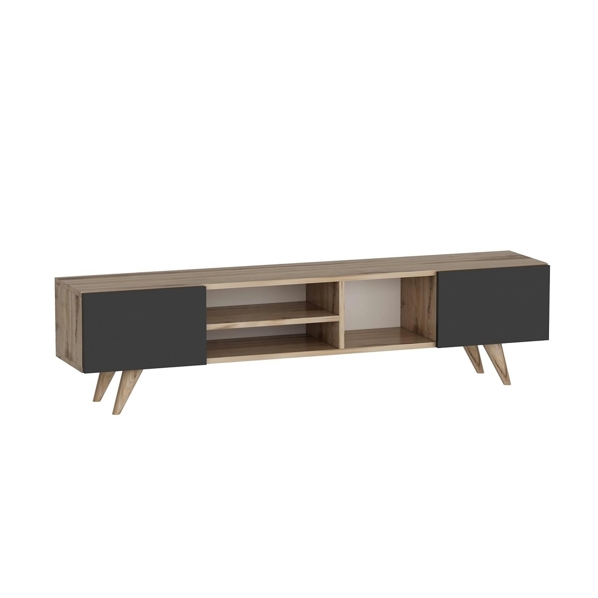 LOWBOARD Assens - Eichefarben/Schwarz, Holzwerkstoff/Kunststoff (160/40/31cm) - [en.casa]