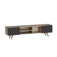 LOWBOARD Assens - Eichefarben/Schwarz, Holzwerkstoff/Kunststoff (160/40/31cm) - [en.casa]