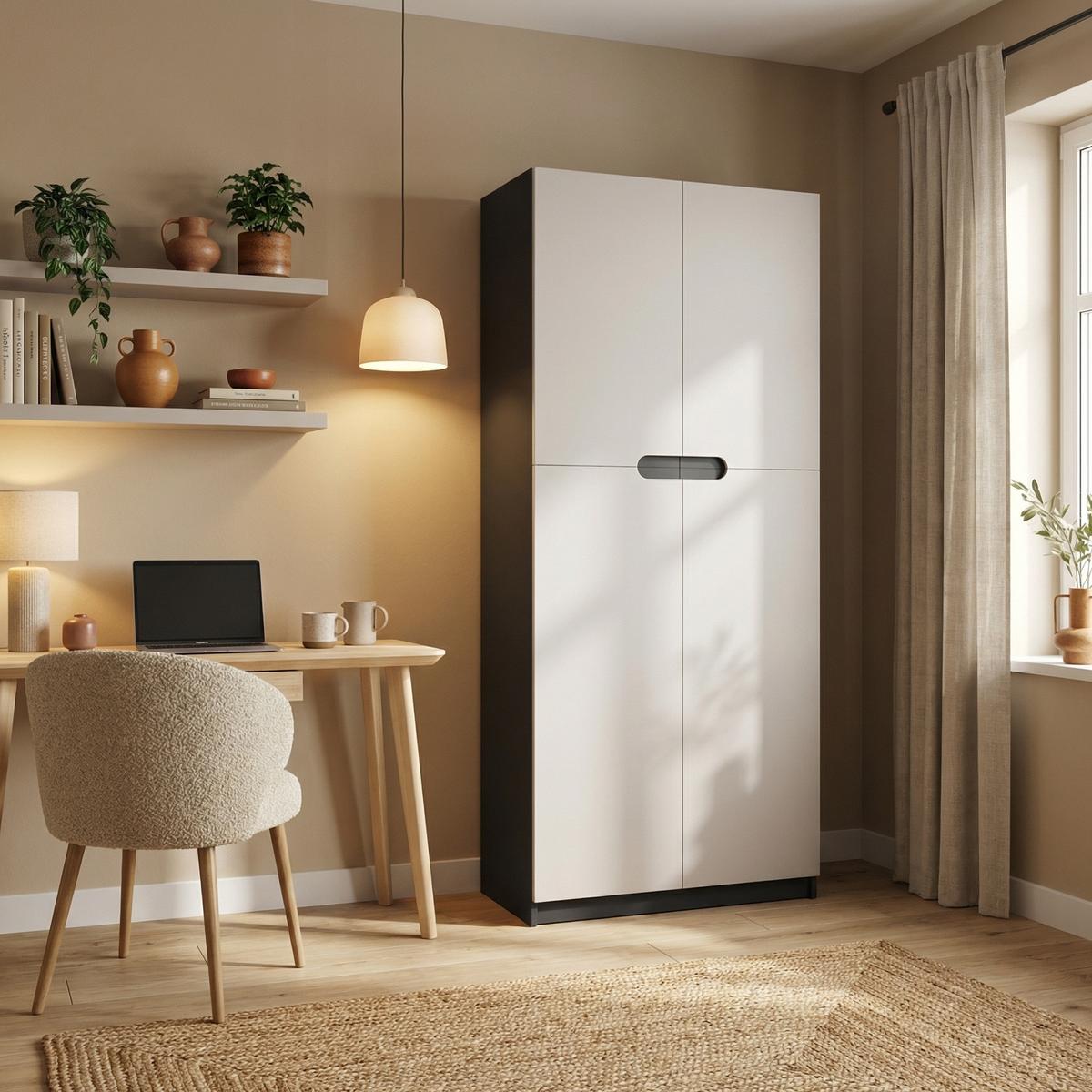 BÜROSCHRANK Logan Fronten in Cashmere - Kaschmir, Holzwerkstoff (82/184/37cm) - Vladon