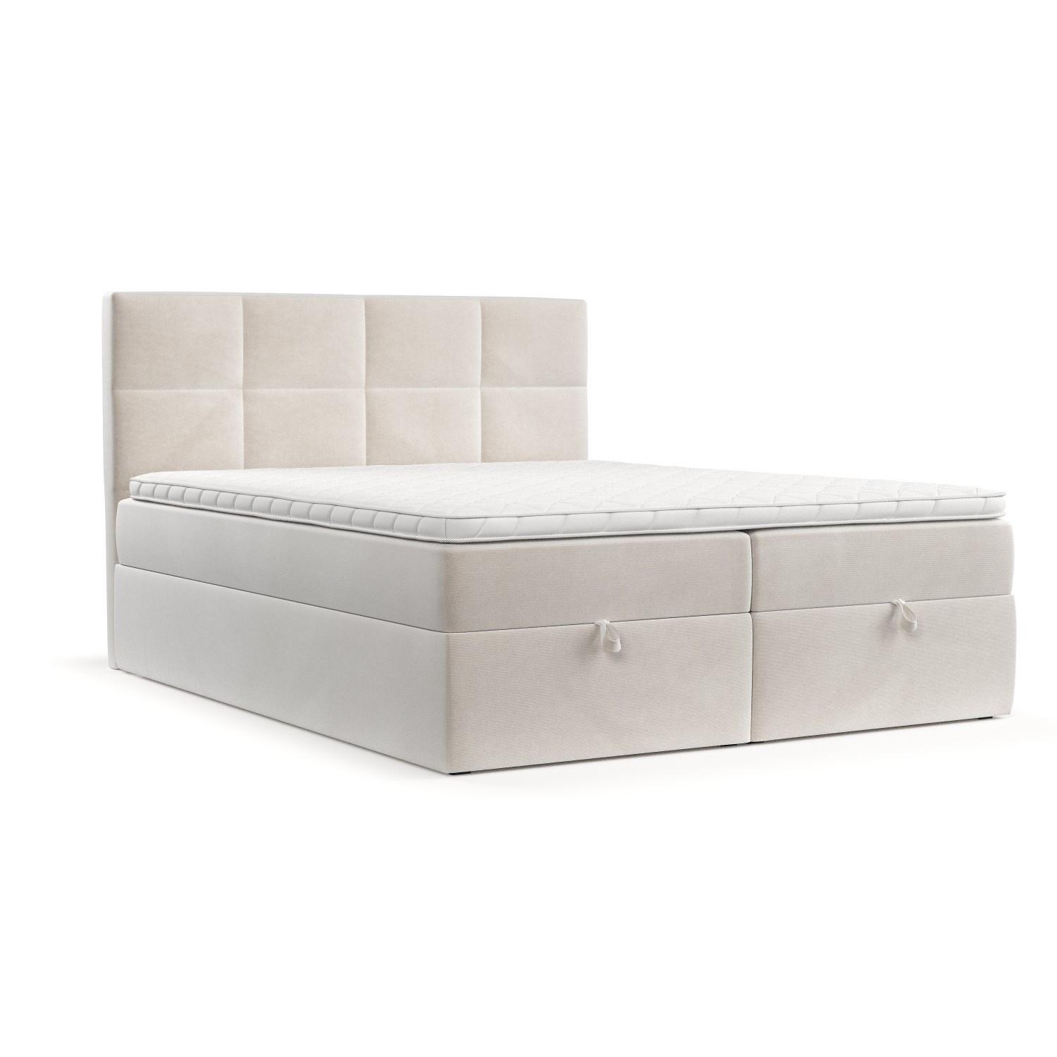 BOXBETT Velto 140/200 cm Creme im Paros Stoff - Creme/Schwarz, Holz/Holzwerkstoff (140/200cm) - AltaBeds