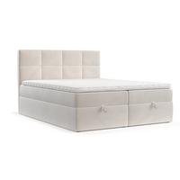 BOXBETT Velto 140/200 cm Creme im Paros Stoff - Creme/Schwarz, Holz/Holzwerkstoff (140/200cm) - AltaBeds