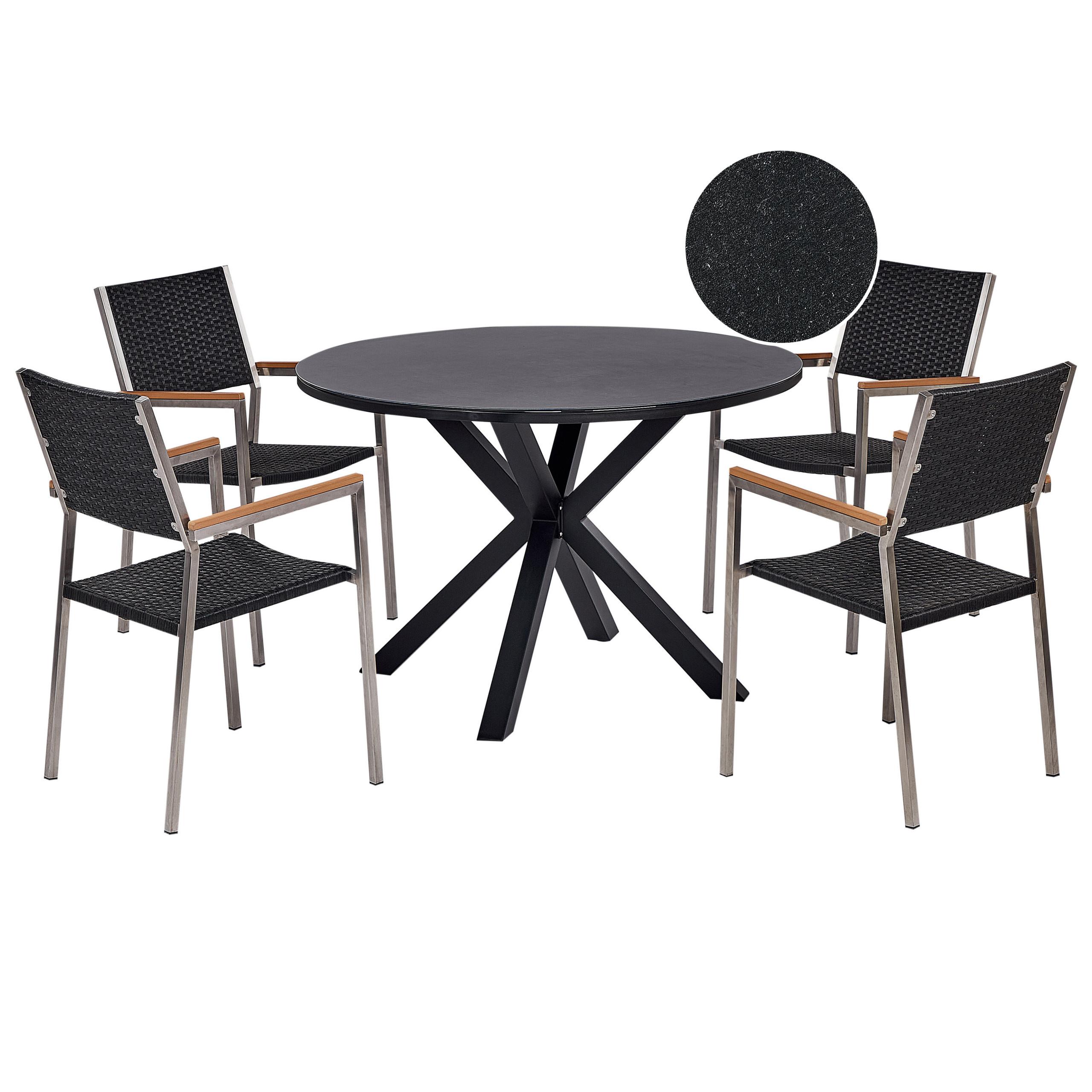 GARTENMÖBEL-SET 4-Sitzer Schwarz Polyrattan Maletto/grosseto - Schwarz, Metall - Beliani