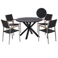 GARTENMÖBEL-SET 4-Sitzer Schwarz Polyrattan Maletto/grosseto - Schwarz, Metall - Beliani